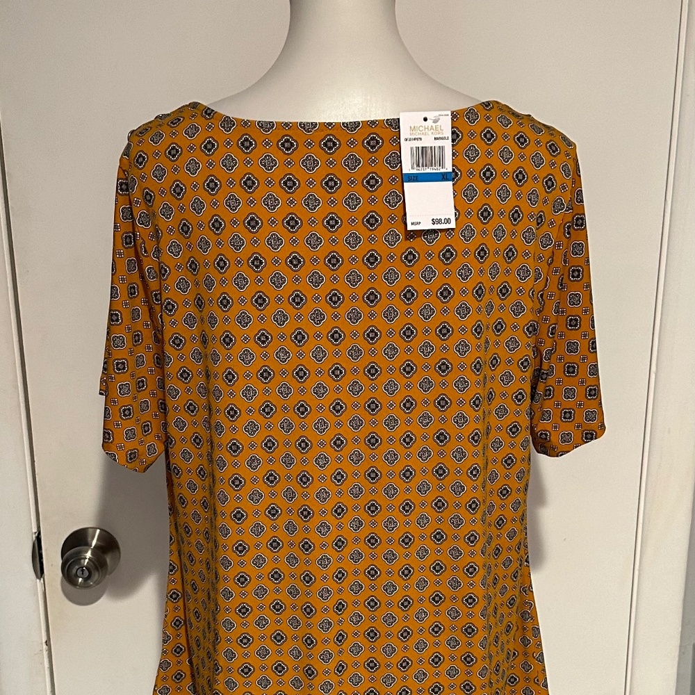 Michael Kors Women Design Cowl Neck Marigold Top Shirt - Size XL - NEW With Tags - Picture 5 of 16